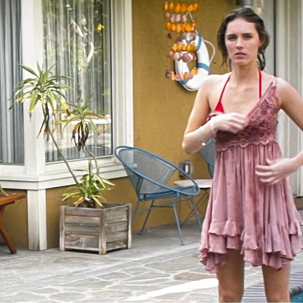 TV Famous ✵☽Free People☾✵ Crochet Ruffly Pink < Adella > Strappy Slip Dress | XS - Picture 10 of 15